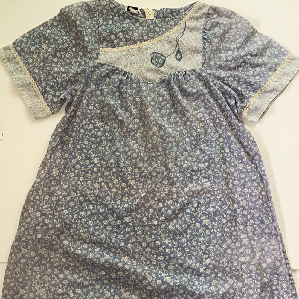 Vintage 60s/70s Liberty House Light Blue Floral House Dress MuMu